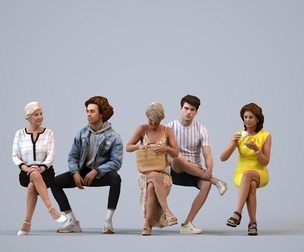 Basics_0612 - Sitting A set containing 5 models of male and female adults sitting in business