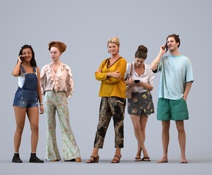 Basics_0615 - Standing A set containing 5 models of male and female adults standing in casual