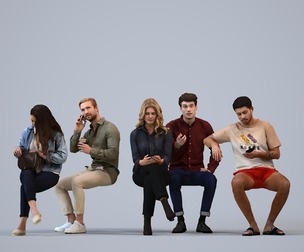 Basics_0616 - Sitting A set containing 5 models of male and female adults sitting in casual attire