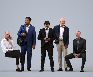 Basics_0617 - Business A set containing 5 models of male adults standing in business attire in