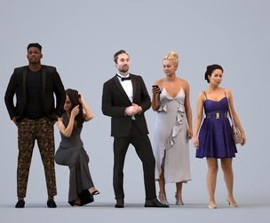 Basics_0618 - FormalAffairs A set containing 5 models of male and female adults standing in formal