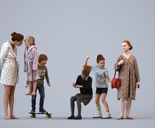 Basics_0619 - Kids A set containing 5 models of male and female adults kids in casual attire