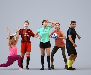 Basics_0627 - Sport A set containing 5 models of male and female adults standing in sport attire