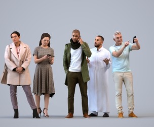 Basics_0628 - Standing A set containing 5 models of male and female adults standing in casual