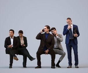Basics_0629 - Business A set containing 5 models of male and female adults sitting in business