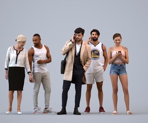 Basics_0630 - Standing A set containing 5 models of male and female adults standing in casual attire