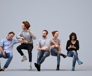 Basics_0633 - Sitting A set containing 5 models of male and female adults sitting in casual attire