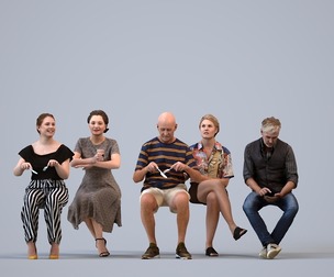 Basics_0638 - Sitting A set containing 5 models of male and female adults sitting in casual attire
