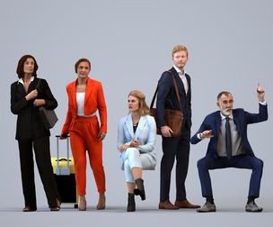 Basics_0641 - Business A set containing 5 models of male and female adults in business attire in