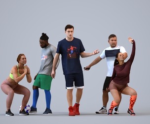 Basics_0642 - Sport A set containing 5 models of male and female adults standing in sport attire