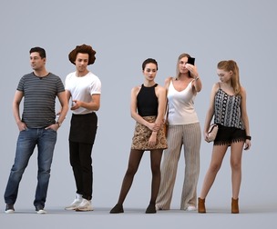 Basics_0645 - Standing A set containing 5 models of male and female adults standing in casual