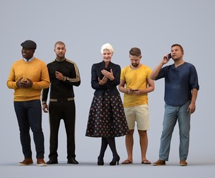 Basics_0646 - Standing A set containing 5 models of male and female adults standing in public