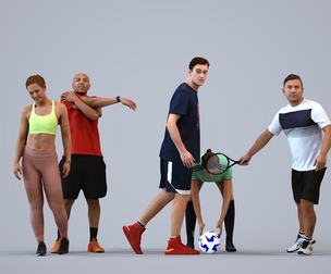 Basics_0648 - Sport A set containing 5 models of male and female adults walking in sport attire