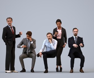 Basics_0654 - Business A set containing 5 models of male and female adults sitting in business