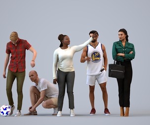 Basics_0655 - Standing A set containing 5 models of male and female adults standing in casual attire