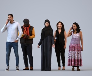 Basics_0657 - Standing A set containing 5 models of male and female adults standing in casual