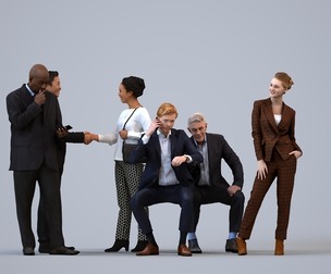Basics_0658 - Business A set containing 5 models of male and female adults standing in business