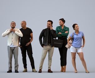 Basics_0663 - Standing A set containing 5 models of male and female adults standing in business