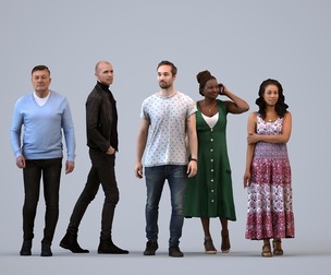 Basics_0665 - Walking A set containing 5 models of male and female adults walking in casual attire