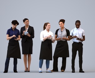 Basics_0667 - Hospitality A set containing 5 models of male and female adults standing working in