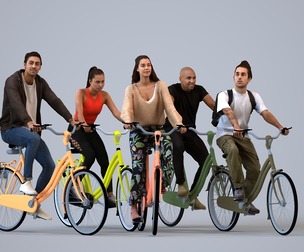 Basics_0668 - Cycling A set containing 5 models of male and female adults in casual attire in