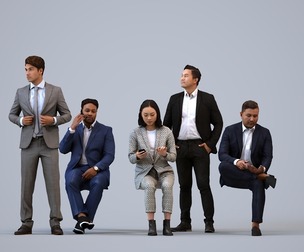 Basics_0673 - Business A set containing 5 models of male and female adults sitting in business