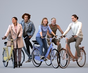 Basics_0675 - Cycling A set containing 5 models of male and female adults in casual attire in