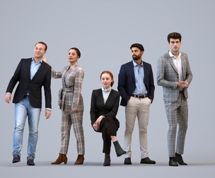 Basics_0677 - Business A set containing 5 models of male and female adults standing in business