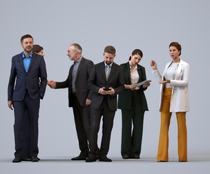 Basics_0679 - Business A set containing 5 models of male and female adults standing in business