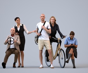 Basics_0681 - Mix A set containing 5 models of male and female adults standing