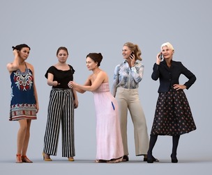 Basics_0683 - Standing A set containing 5 models of female adults standing in casual attire in