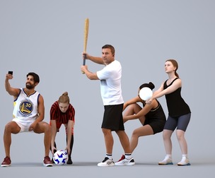 Basics_0685 - Sport A set containing 5 models of male and female adults sitting in sport attire