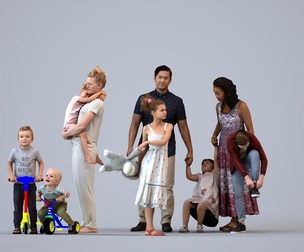 Basics_0688 - Kids A set containing 5 models of male and female children standing in casual attire