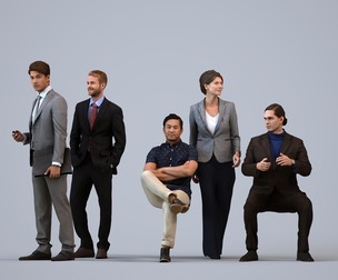 Basics_0689 - Business A set containing 5 models of male and female adults sitting in business