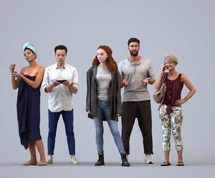 Basics_0691 - Standing A set containing 5 models of male and female adults standing in casual