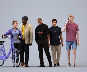 Basics_0692 - Walking A set containing 5 models of male and female adults walking in casual attire