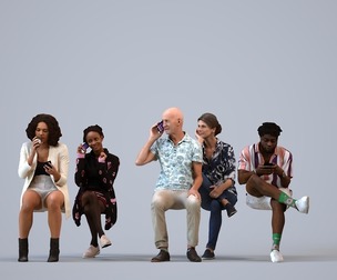 Basics_0693 - Sitting A set containing 5 models of male and female adults sitting in casual attire