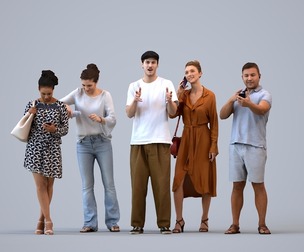 Basics_0695 - Standing A set containing 5 models of male and female adults standing in casual
