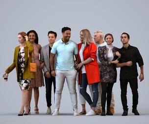Basics_0698 - Couple A set containing 5 models of couples standing in casual attire in public