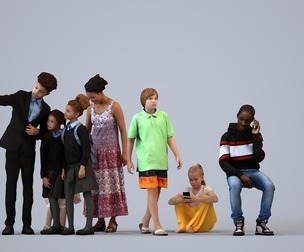 Basics_0699 - Kids A set containing 5 models of male and female teens in casual attire in public