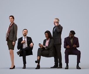 Basics_0700 - Business A set containing 5 models of male and female adults sitting in business