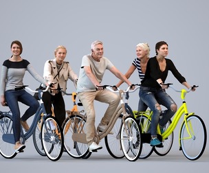 Basics_0701 - Cycling A set containing 5 models of male and female people in casual attire in