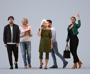 Basics_0702 - Walking A set containing 5 models of male and female adults walking in casual attire