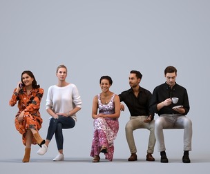 Basics_0703 - Sitting A set containing 5 models of male and female adults sitting in casual attire