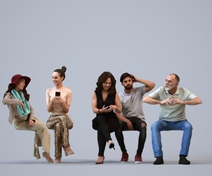 Basics_0704 - Sitting A set containing 5 models of male and female adults sitting in casual attire