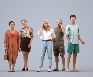 Basics_0705 - Standing A set containing 5 models of male and female adults standing in casual