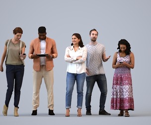 Basics_0708 - Standing A set containing 5 models of male and female adults standing in casual