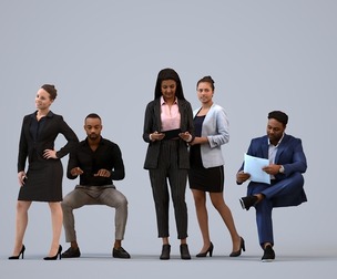 Basics_0714 - Business A set containing 5 models of male and female adults standing in business