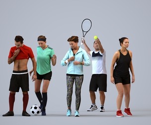 Basics_0715 - Sport A set containing 5 models of male and female adults standing in sport attire