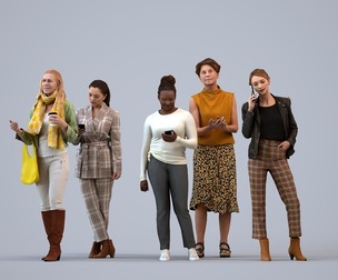 Basics_0717 - Standing A set containing 5 models of female adults standing in casual attire in